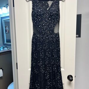 Black Embellished Halter Gown for Prom